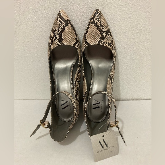 Worthington snake skin heels 3 in heel black, cream, brown Wor Zeller Snake Shoe - Picture 5 of 7